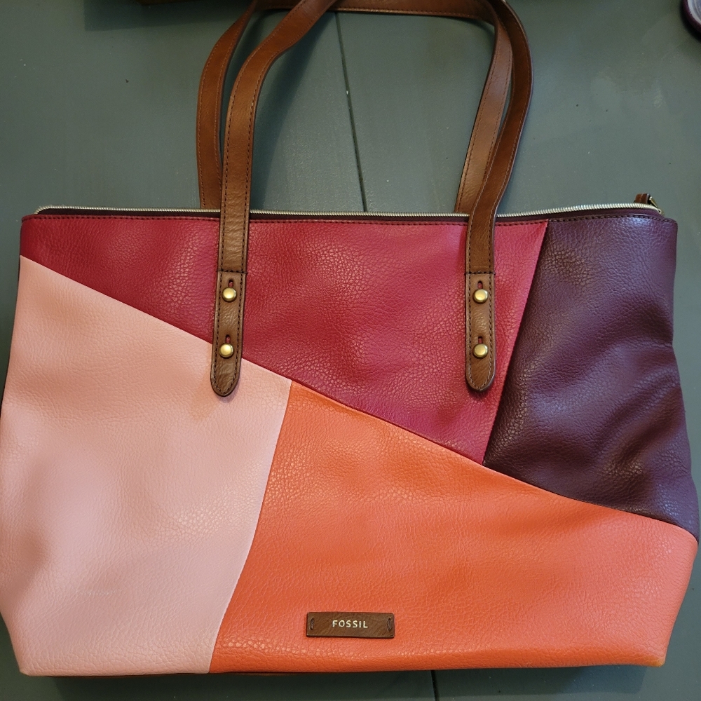 Large Multicolored Fossil Tote